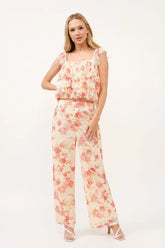 Tiered Ruffled Floral Fishnet Top And the Why MULTI S